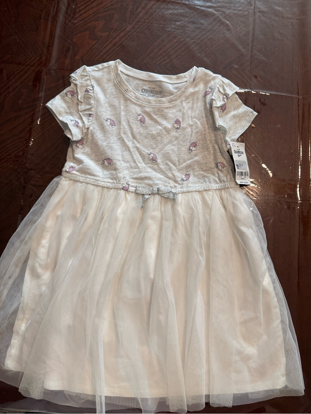 OshKosh B'gosh White & Light Gray Tulle Dress for Kids